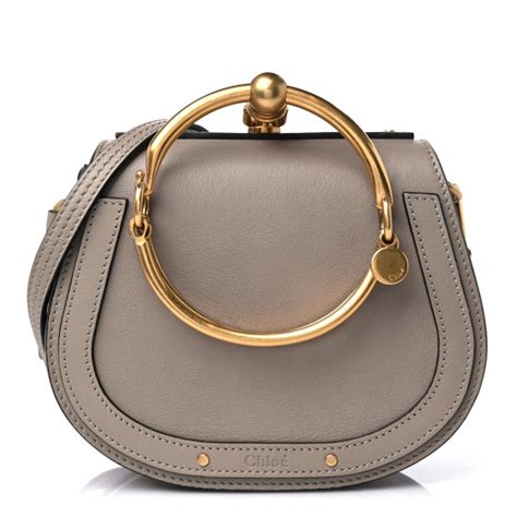 chloe nile grey|CHLOE Calfskin Suede Small Nile Bracelet Bag Motty Grey .